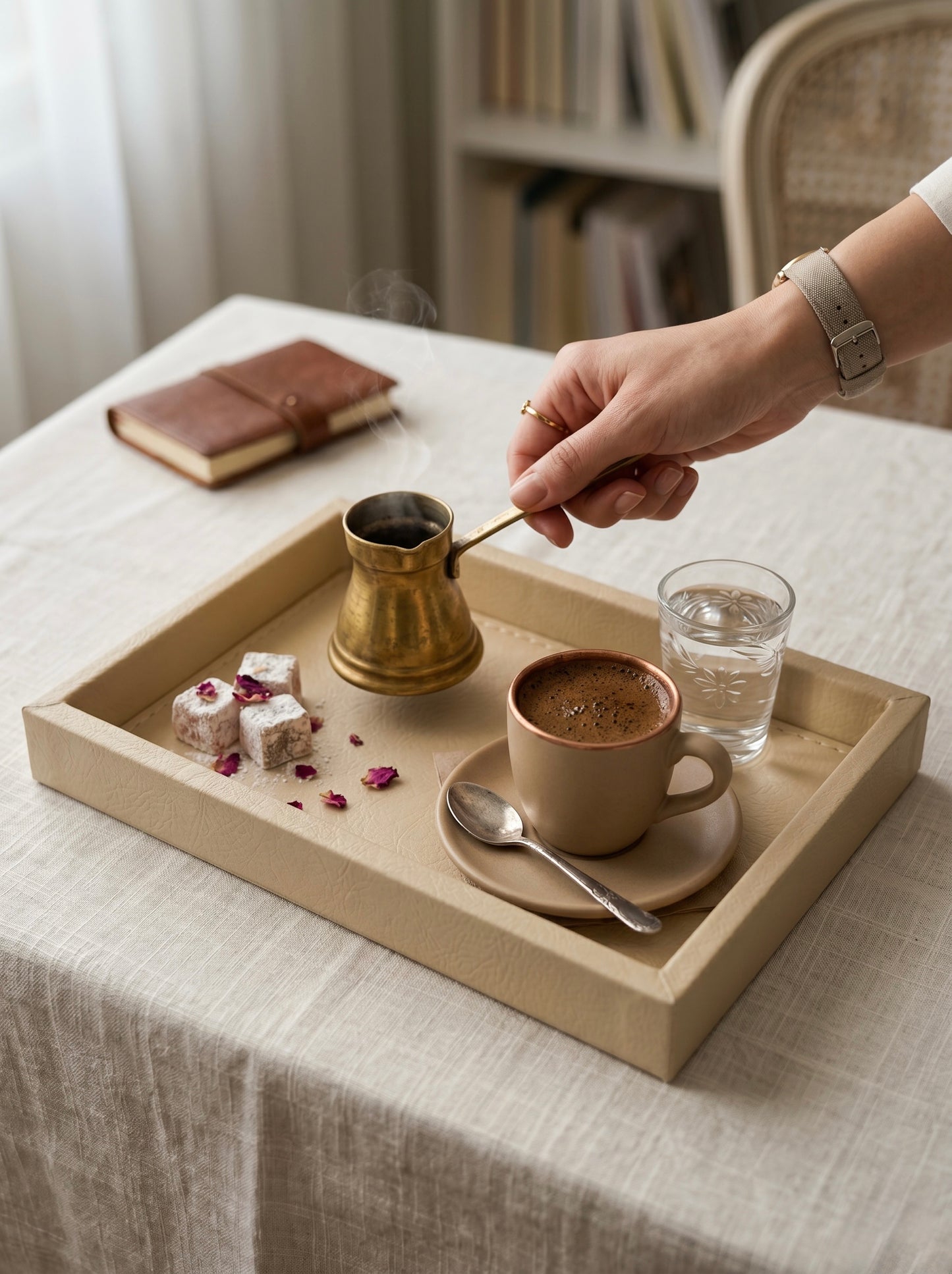 Bej deri tepsi (L) - lifestyle 3